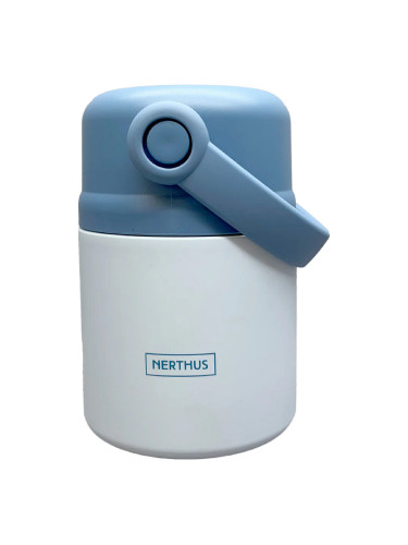 Двустенен термос за храна Nerthus с дръжка (650 мл) - син