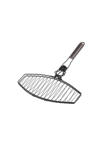 Решетка (скара) за риба MUSTANG с незалепващо покритие и мобилна дръжка - 24 х 41 см