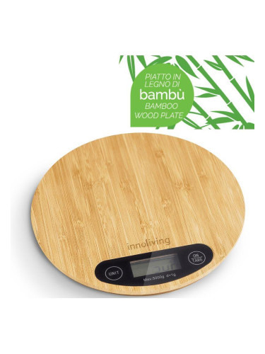 Електронна кухненска везна INNOLIVING бамбукова - кръгла