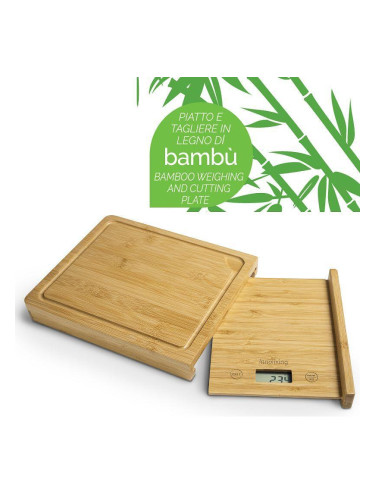Бамбукова електронна кухненска везна INNOLIVING с дъска за рязане