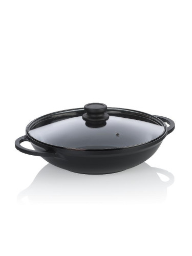 Уок тиган KELA ATURA с две дръжки, керамично покритие и капак - Ø32 х h8.5 см