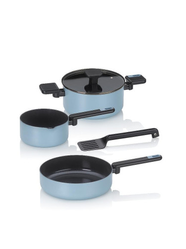 Комплект съдове за готвене KELA MIRA с керамично покритие от 5 части - светлосини