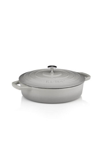 Чугунена плитка тенджера KELA CALIDO с капак - Ø28 см (3.2 л) - цвят светлосив