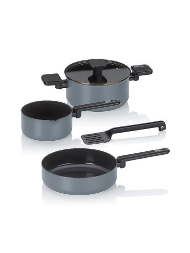 Комплект съдове за готвене KELA MIRA с керамично покритие от 5 части - тъмносиви