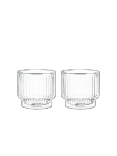 Комплект от 2 бр. оребрени двустенни чаши MAKU - 260 мл