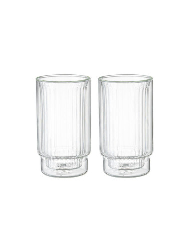 Комплект от 2 бр. оребрени двустенни чаши MAKU - 300мл