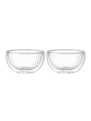 Комплект от 2 бр. оребрени двустенни купи MAKU - Ø10 см