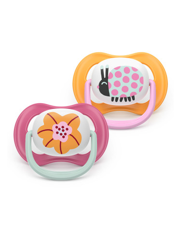 Залъгалки Ultra Air Happy Philips AVENT 6-18м цвете/калинка розови 2 бр