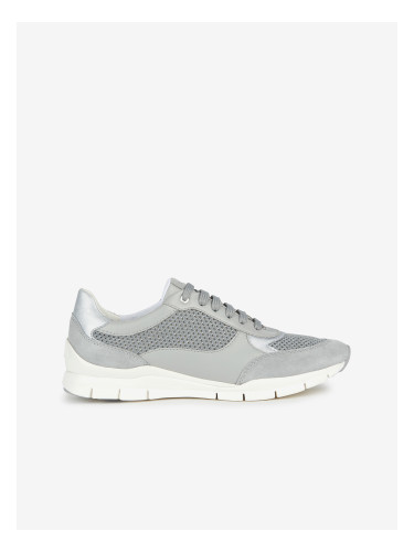 Women's grey sneakers with leather details Geox Sukie