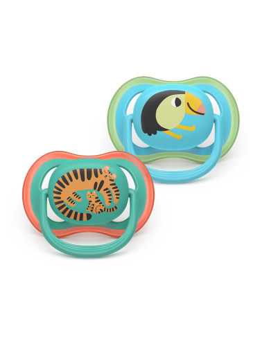 Залъгалки Ultra Air Philips AVENT 6-18м тукан/тигър сини 2 бр