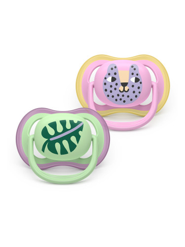 Залъгалки Ultra Air Philips AVENT 6-18м листо/коте 2 бр момиче