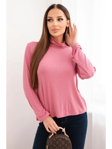 Kesi Włoski Women's viscose blouse with a turtleneck and long sleeves dark pink