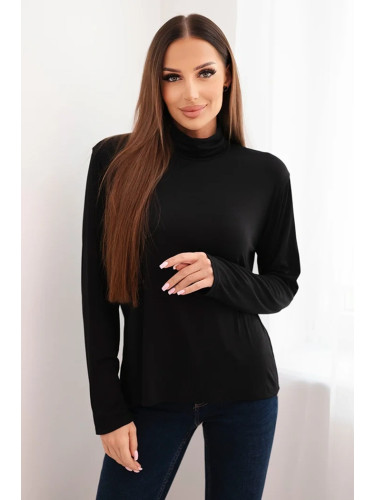 Kesi Włoski Women's viscose blouse with a turtleneck and long sleeves black