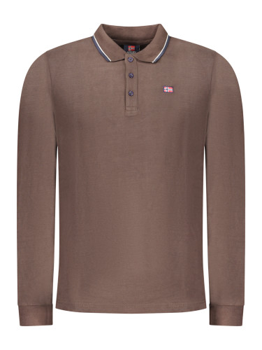 NORWAY 1963 MEN'S LONG-SLEEVE POLO SHIRT, BROWN