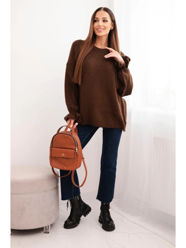 Kesi Włoski Women's sweater with a blend of mohair and wool in a loose fit brown