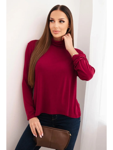 Kesi Włoski Women's viscose blouse with a turtleneck and long sleeves plum
