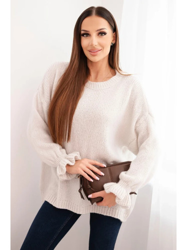 Kesi Włoski Women's sweater with a blend of mohair and wool in a loose fit beige