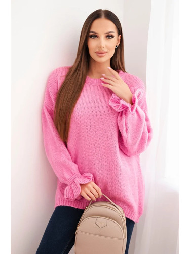 Kesi Włoski Women's sweater with a blend of mohair and wool in a loose fit pink