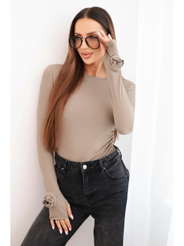 Kesi Włoski Women's ribbed blouse with side gathering fango