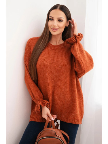 Kesi Włoski Women's sweater with a blend of mohair and wool in a loose fit rust