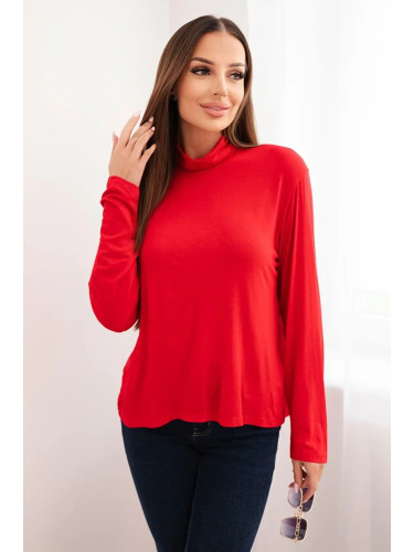 Kesi Włoski Women's viscose blouse with a turtleneck and long sleeves red