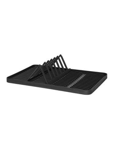 Сушилник за съдове MAKU със сгъваема поставка за чинии - черен