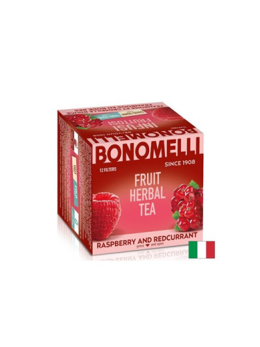 Плодов чай с малини и червено френско грозде – Естествена свежест, 12 пакетчета | Bonomelli