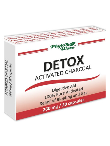 Детокс активен въглен 260 mg 20 капсули | Phyto Wave