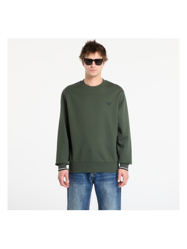 Суитшърт FRED PERRY Crew Neck Sweatshirt Court Green/ Snow White/ Navy M