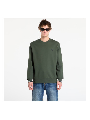 Суитшърт FRED PERRY Crew Neck Sweatshirt Court Green/ Snow White/ Navy S