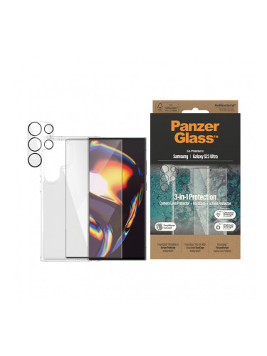 Стъклен протектор PanzerGlass за Samsung S23 Ultra Bundle (UWF screen protector, HardCase, протектор за камера)