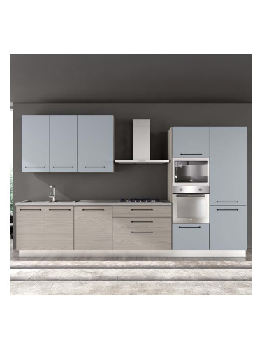 СИНЯ БЛОК КУХНЯ ЛЕЙН 360/60/240 СМ С ВКЛЮЧЕНИ 6БР ЕЛ. УРЕДИ