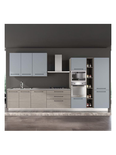 СИНЯ БЛОК КУХНЯ ЛЕЙН 390/60/240 СМ С ВКЛЮЧЕНИ 6БР ЕЛ. УРЕДИ