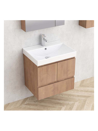 ДОЛЕН ШКАФ ЗА БАНЯ С ВКЛ. МИВКА БЕТАНИ С 2 ВРАТИ И 1 ЧЕКМ. 60/46/61.5 СМ В ТЪМЕН ДЪРВЕСЕН ДЕКОР