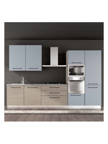 СИНЯ БЛОК КУХНЯ ЛЕЙН 330/60/240 СМ С ВКЛЮЧЕНИ 6БР ЕЛ. УРЕДИ