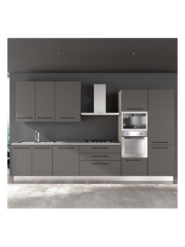 БЛОК КУХНЯ ЛЕЙН 360/60/240 СМ С ВКЛЮЧЕНИ 6БР ЕЛ.УРЕДИ В СИВ ОНИКС