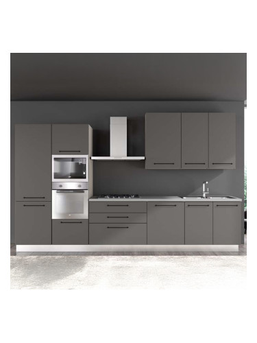 БЛОК КУХНЯ ЛЕЙН 360/60/240 СМ С ВКЛЮЧЕНИ 6БР ЕЛ.УРЕДИ   В СИВ ОНИКС