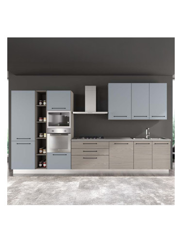 СИНЯ БЛОК КУХНЯ ЛЕЙН 390/60/240 СМ С ВКЛЮЧЕНИ 6БР ЕЛ. УРЕДИ