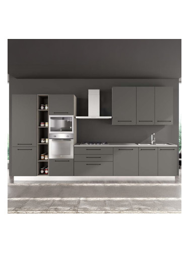 БЛОК КУХНЯ ЛЕЙН 390/60/240 СМ С ВКЛЮЧЕНИ 6БР ЕЛ.УРЕДИ   В СИВ ОНИКС