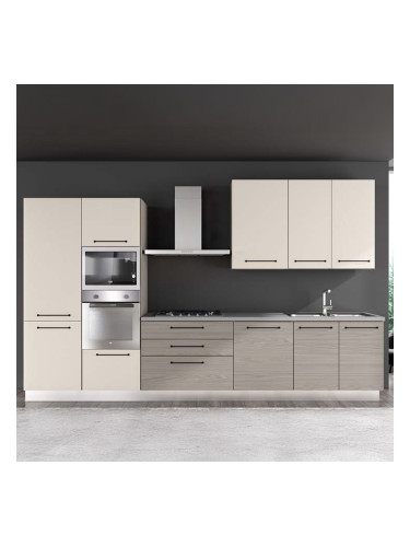 БЛОК КУХНЯ ЛЕЙН 360/60/240 СМ С ВКЛЮЧЕНИ 6БР ЕЛ.УРЕДИ  В СИВ ДЪБ И АНГОРСКО СИВО