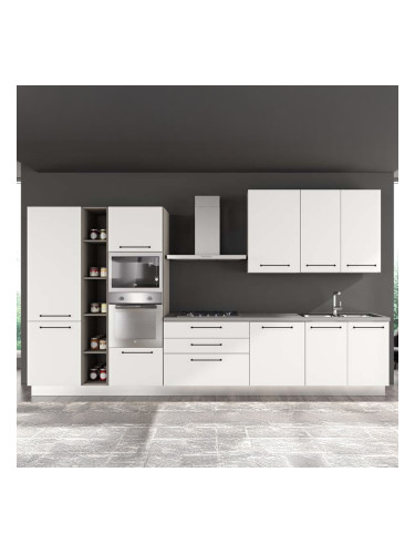 БЯЛА БЛОК КУХНЯ ЛЕЙН 390/60/240 СМ С ВКЛЮЧЕНИ 6БР ЕЛ. УРЕДИ