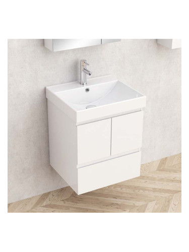 БЯЛ ДОЛЕН ШКАФ ЗА БАНЯ С ВКЛ. МИВКА БЕТАНИ С 2 ВРАТИ И 1 ЧЕКМ. 51/46/61.5 СМ