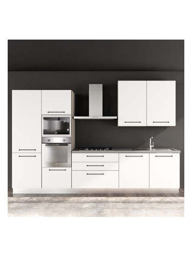 БЯЛА БЛОК КУХНЯ ЛЕЙН 330/60/240 СМ С ВКЛЮЧЕНИ 6БР ЕЛ. УРЕДИ BEKO