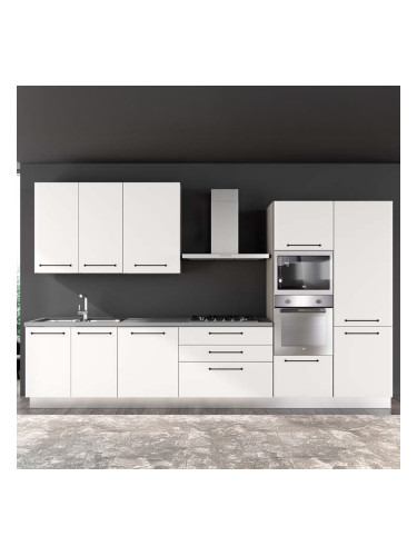 БЛОК КУХНЯ ЛЕЙН 360/60/240 СМ С ВКЛЮЧЕНИ 6БР ЕЛ.УРЕДИ  В БЯЛ ЛАК ГЛАНЦ