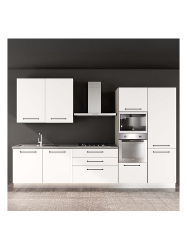 БЯЛА БЛОК КУХНЯ ЛЕЙН 330/60/240 СМ С ВКЛЮЧЕНИ 6БР ЕЛ. УРЕДИ