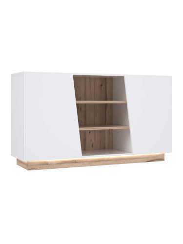 КОМОД С 2 ВРАТИ ХУЛОН 139.6/41/79 СМ В БЯЛО И ДЪБ