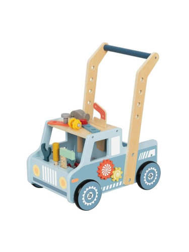 Дървена играчка за бутане и прохождане Tooky Toy - Камион с инструменти
