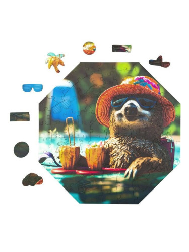 Дървен пъзел Milliwood - "Funnymals", 90 части, Ленивец на почивка