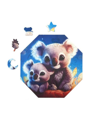 Дървен пъзел Milliwood - "Hi, I'm little", 46 части, Коалата Кило с мама