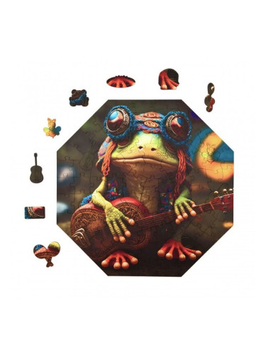 Дървен пъзел Milliwood - "Funnymals", 90 части, Музикална жаба